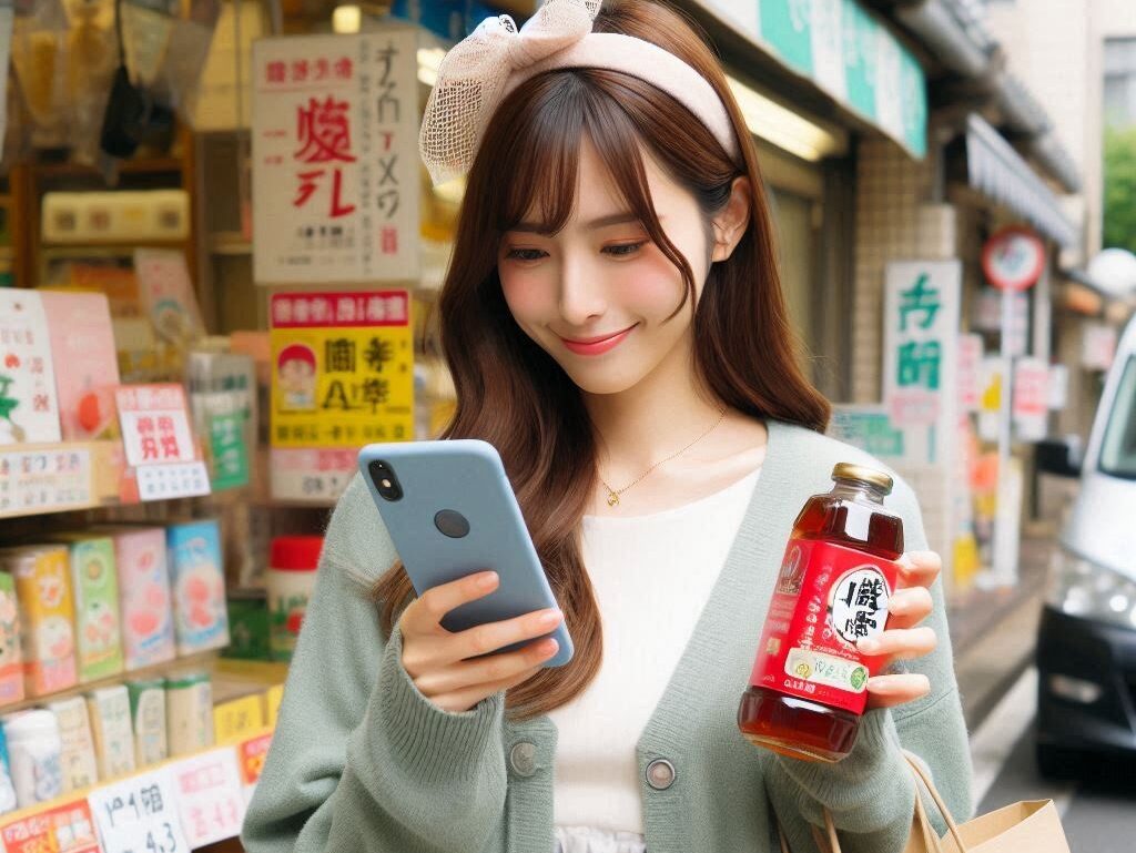 スマホでショッピングする女性